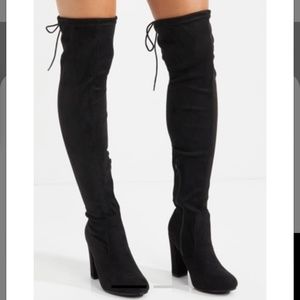 Brand New Over the Knee Tie Black Boots